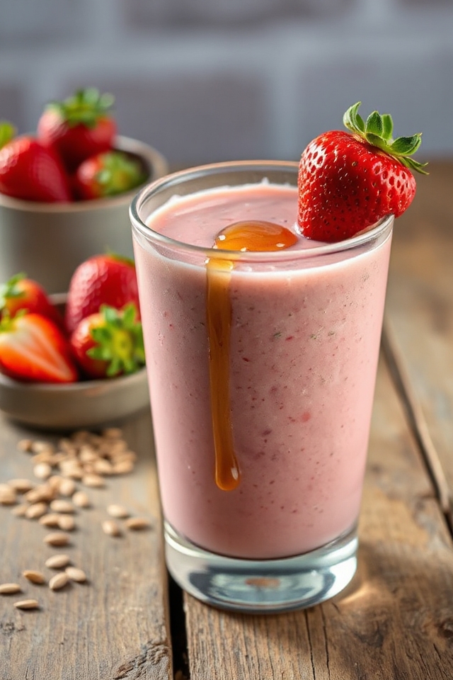 delicious strawberry protein smoothie