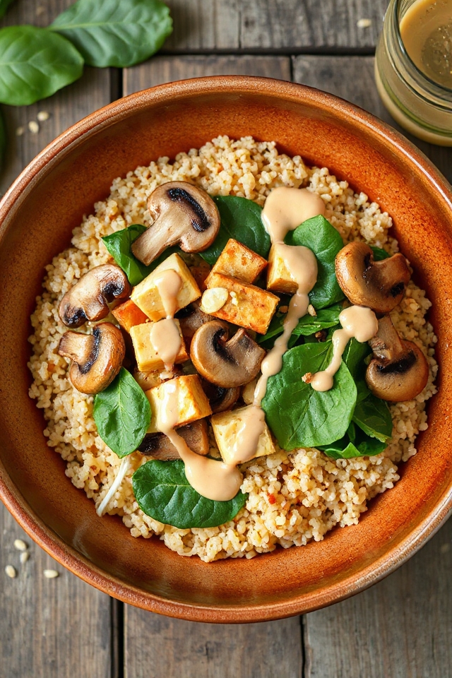 mushroom quinoa protein bowl