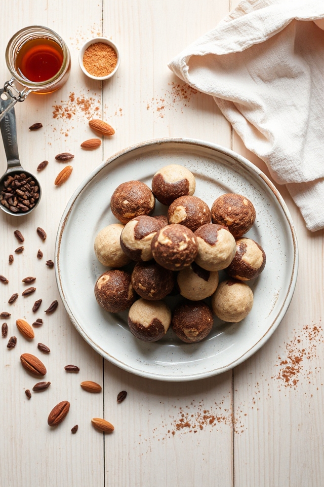 protein balls with brownie swirl