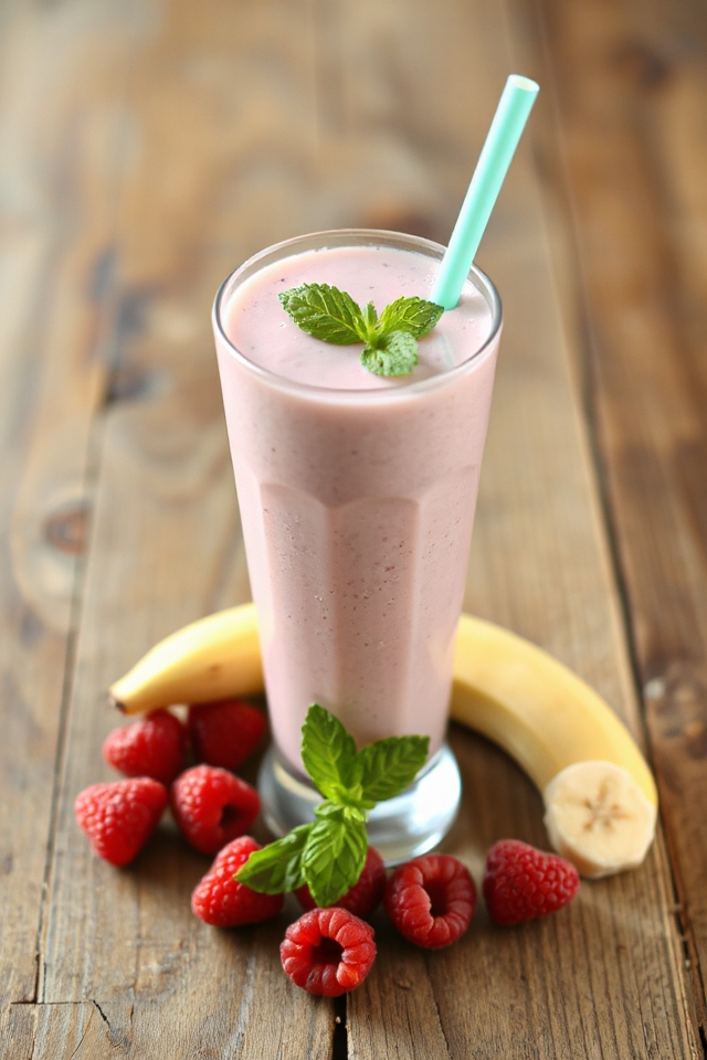 raspberry banana protein smoothie