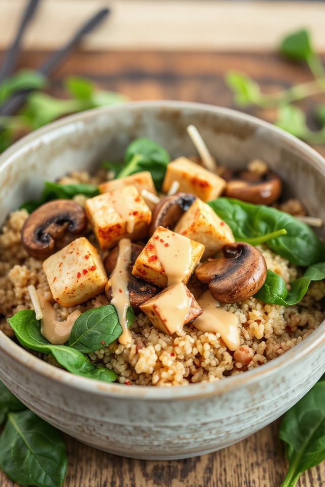 saut mushrooms mix quinoa